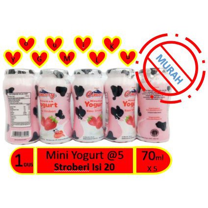 Minuman Cimory Yogurt mini banded 5 @70ml 1 dus isi 20 rasa Stroberi