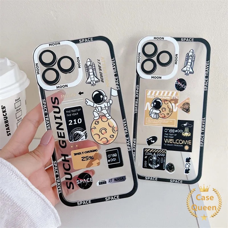 Soft Case Bening Desain NASA Astronot Luar Angkasa Untuk Oppo A57 A96 A95 A16 A15 A16K A55 A76 A94 A31 A5 A9 2020 A1K A54 A7 A3S A12 A74 A35 A74 A33 A11 5F 6s 73 Az A3 A3 Ic A11K A12E