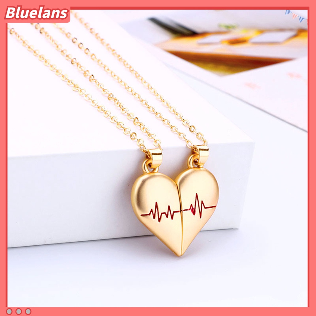 2pcs / Set Kalung Desain Puzzle Hati Bahan Alloy Electroplating Untuk Pasangan