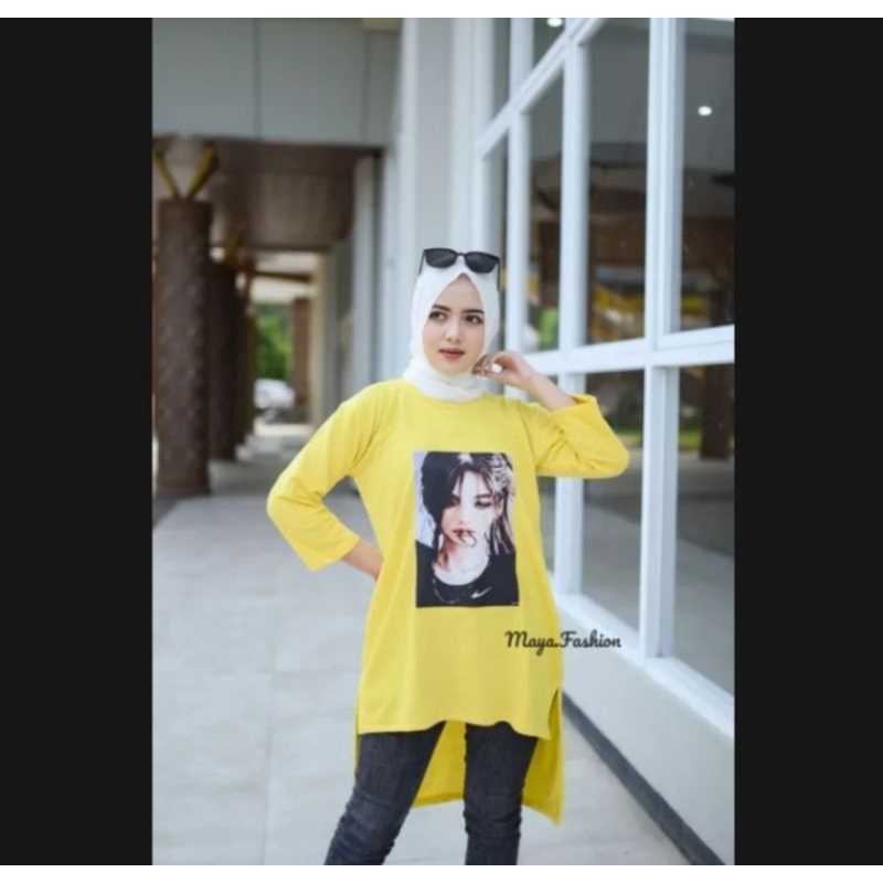 Baju Atasan Oversize Wanita/ Kaos Sablon Unik/ Tunik Jumbo Lengan Panjang/ Baju Sablon Terbaru 2022/ Baju Atasan Wanita Kekinian/ Baju Simple Trendy 2022