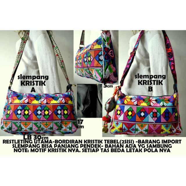 Tas Selempang Full Bordir Kristik Import (tanpa gantungan)