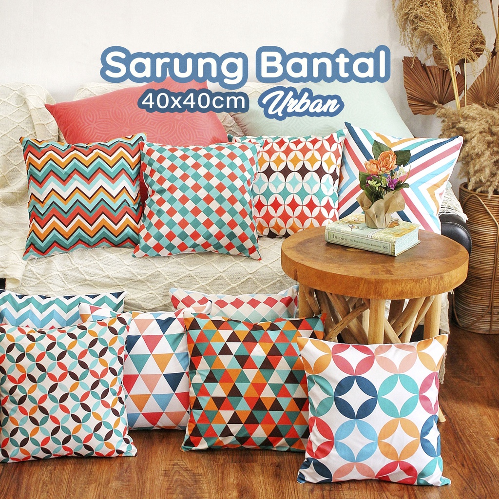 SARUNG BANTAL SOFA PRINT MOTIF URBAN DECO 40X40 CM