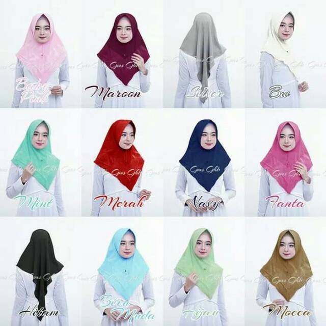 Hijab Mini Khimar Pad Kimmy Organza Rubiah Aksen Tumpuk matt Diamond Crepe Premium