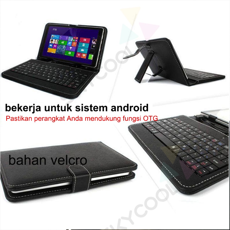 Kit Keyboard dan Mouse Berkabel untuk Tablet Ponsel Kompatibel Sistem OTG Android 4-8 Inci dengan Penutup PU Universal