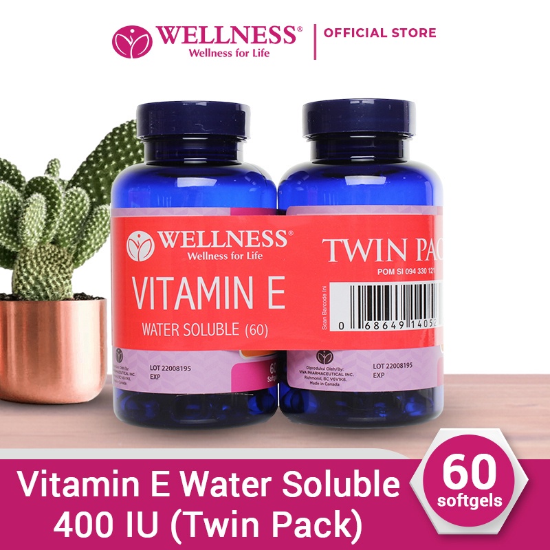 Wellness Natural Vitamin E 400 IU Water Soluble - 60 Softgels [BOGO]