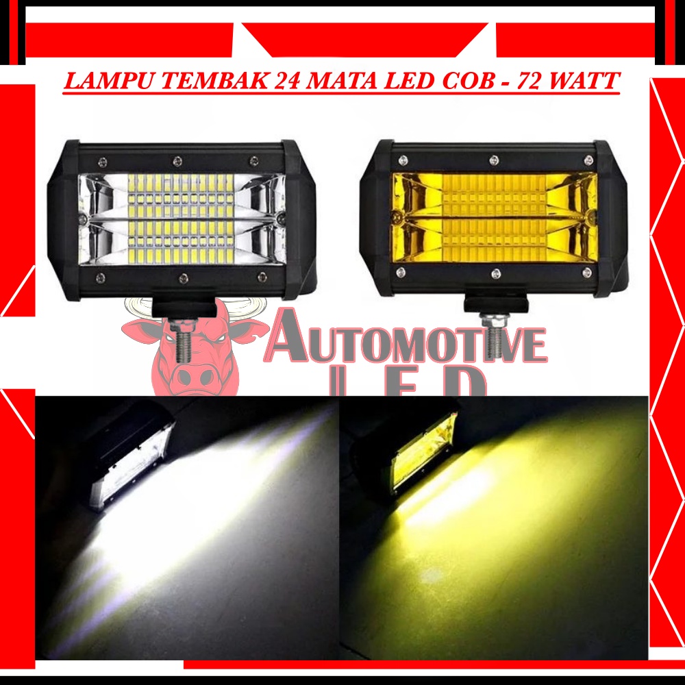 LAMPU TEMBAK 24 MATA 2 SUSUN SOROT FOKUS 1 WARNA 72 WATT 12 VOLT DC CREE WORK LIGHT