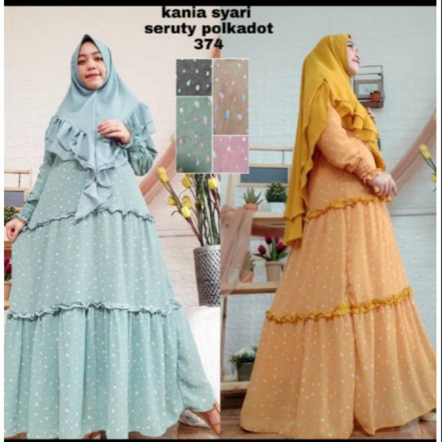 Gamis syari ceruty printing set hijab kania