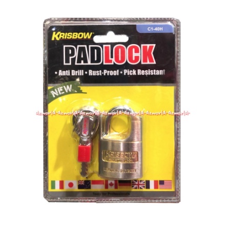 Krisbow Padlock C1-40 Panti Drill Rust Proof Gembok Tahan Karat Kris Bow Pad Lock Lok Padlocks C140