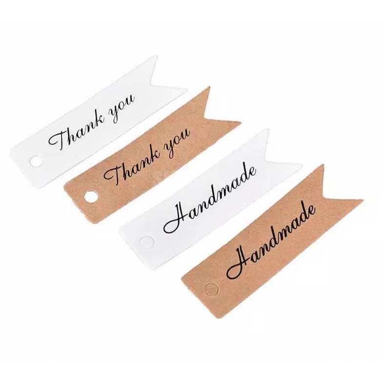 

White and Brown Thank You Handmade Paper Tag