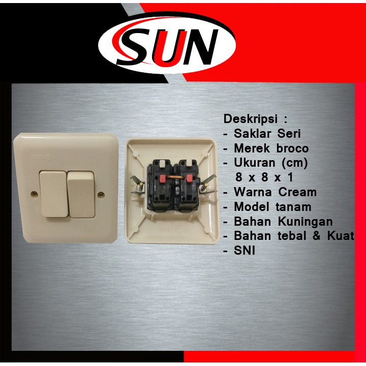 Saklar Seri 2 Pencetan Lampu Ib Broco New Gee Cream Tanam Tembok
