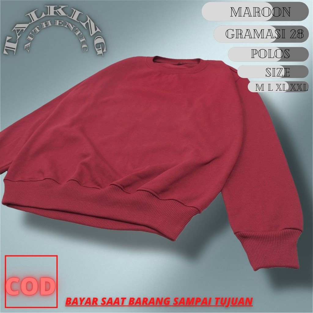 Crewneck Polos Maroon Pria Wanita Sweater Polos Jaket Switer Pria Wanita Jumbo Tebal Cooton Premium