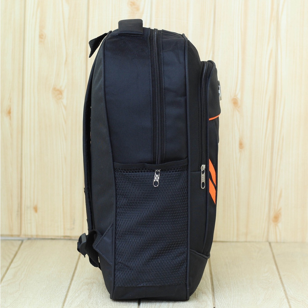 Tas Ransel Kuliah Hitam Backpack Laptop Kereb Sport Pinggir Orange Ransel Pria Sekolah