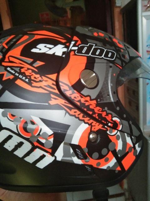 Helm Motor SNI DMN 2 kaca double visor Skidoo Black Doff