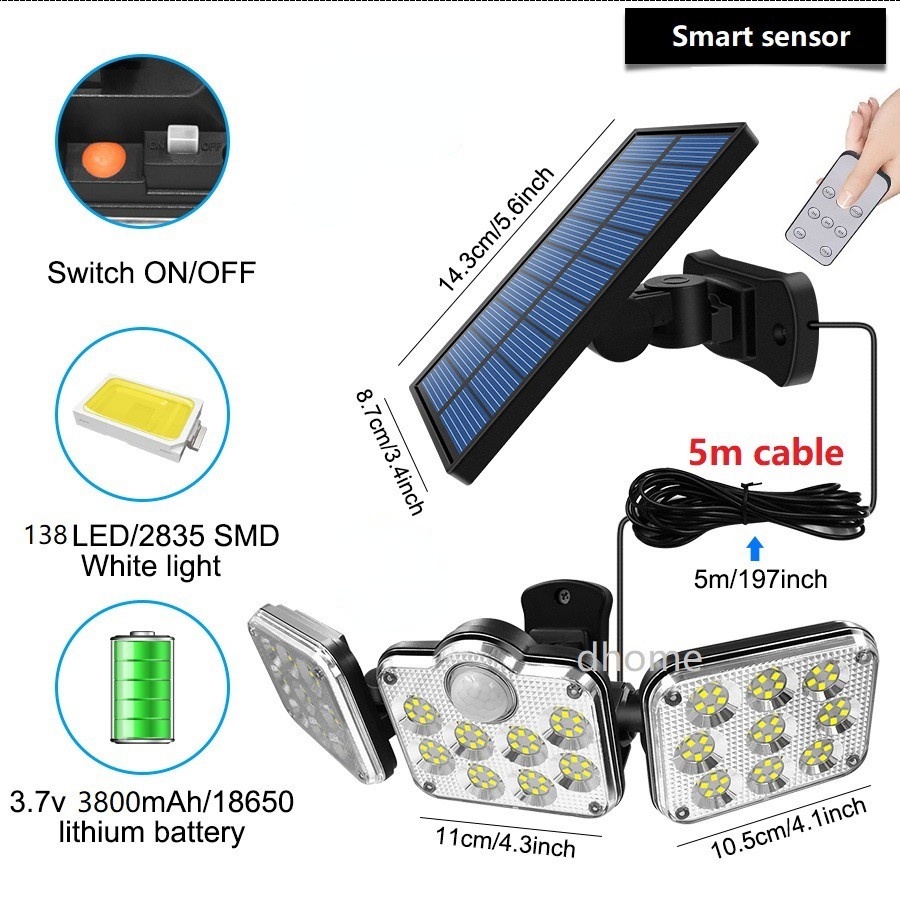 Anbolt 138LED lampu tenaga surya Lampu Solar Light Lampu Panel Surya tenaga Outdoor tempat lilin putih