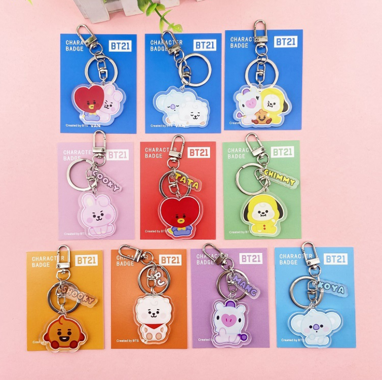 KPOP BTS BT21 TATA COOKY CHIMMY Cartoon Acrylic Keychain