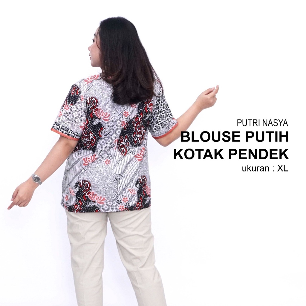 Blouse Big Size Wanita Atasan Batik Jumbo Kerja S-M-L-XL-XXL-3L-4L-5L Model Blus Jumbo Seragam Batik