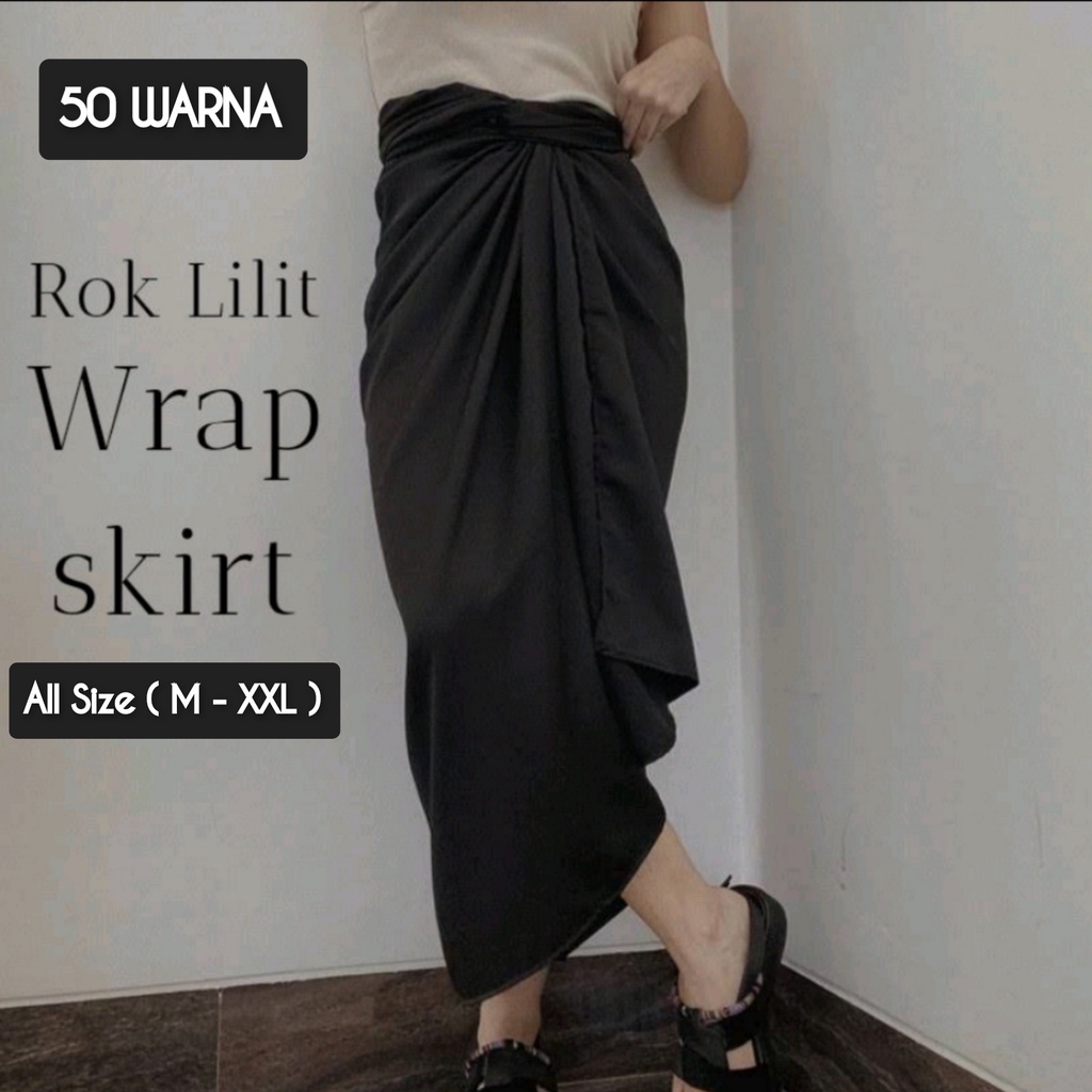 Wrap Skirt / Rok Lilit bawahan kebaya brokat | Wrap Skirt Satin Premium Free Ring Gesper utk kondangan akad nikah