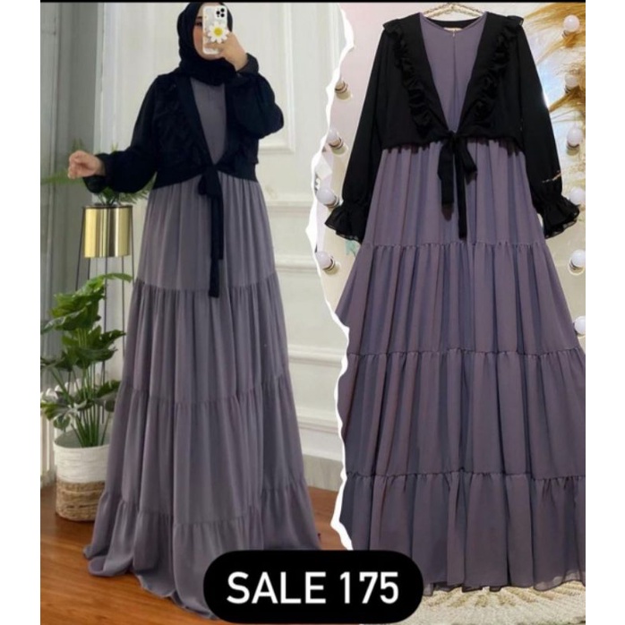 Gamis polos set rompi terbaru anggita dress