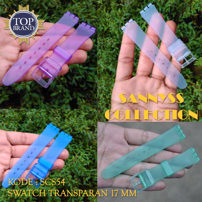 STRAP TALI JAM SWATCH IRONY SKIN CHRONO GENT SCUBA 17 MM TRANSPARAN