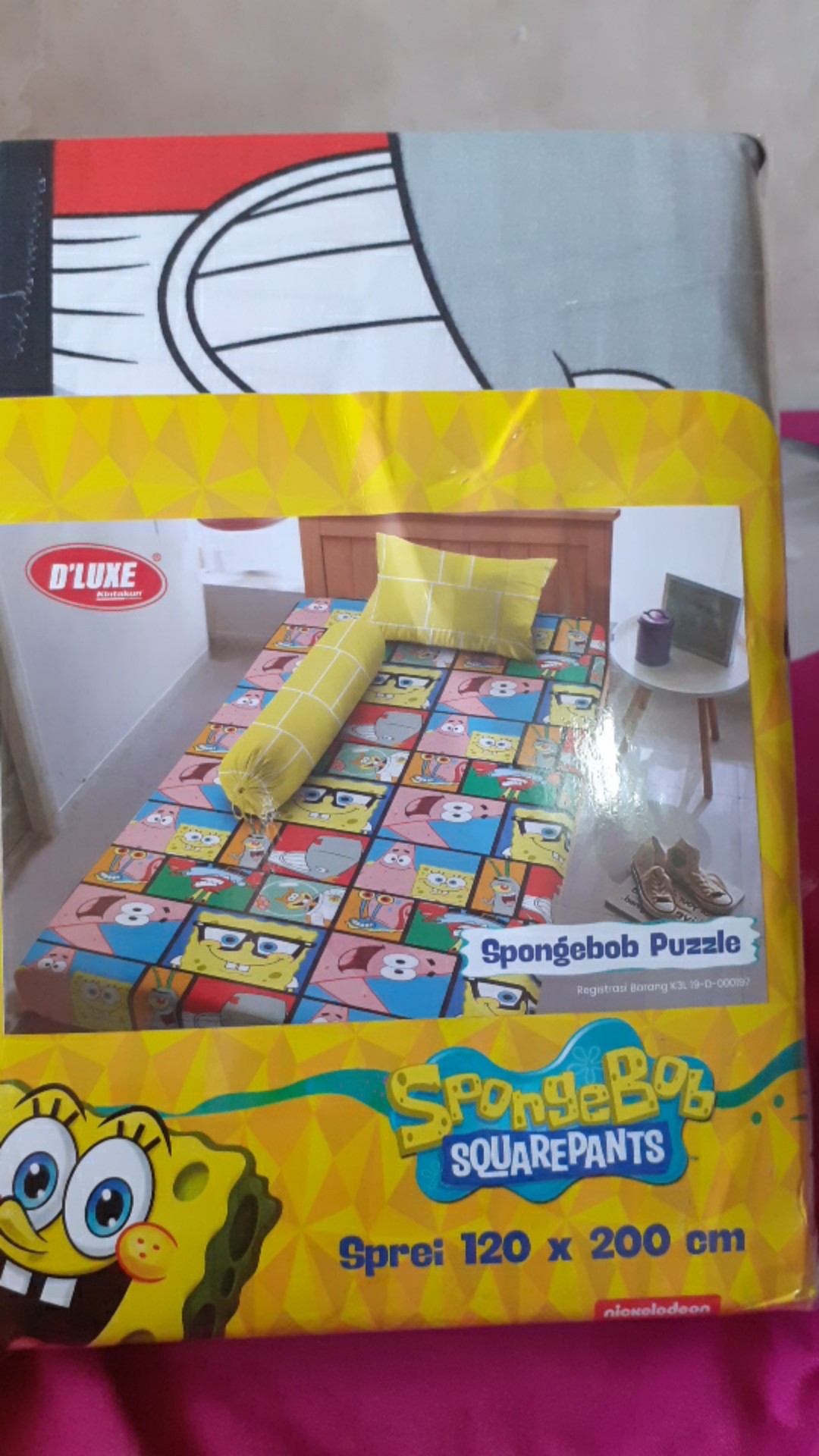 Sprei Kintakun 120x200 Motif Spongebob Puzzle Albany Aalborg Agnesia Nadine Han - Single 120 Sp Lucu