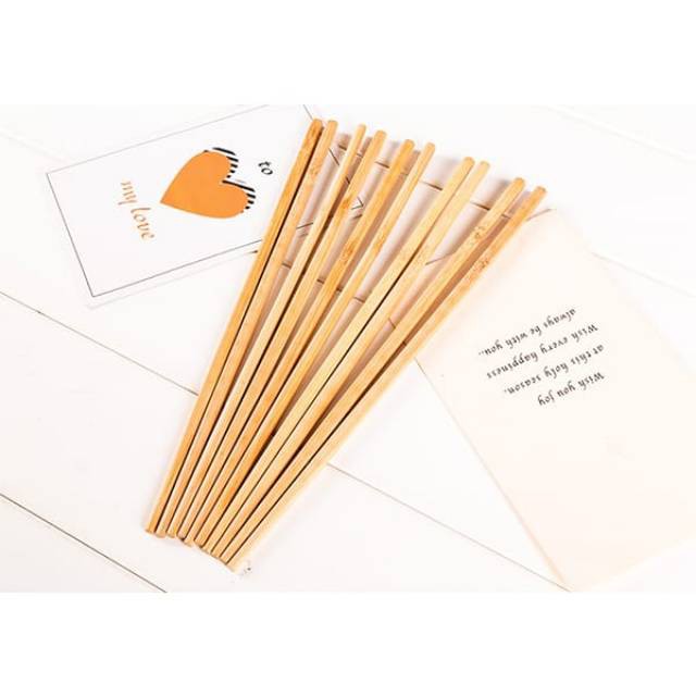 Set 5 Pasang Sumpit Bambu  Bisa Di Cuci dan Digunakan Kembali Chopstick Bambu Ramah Lingkungan