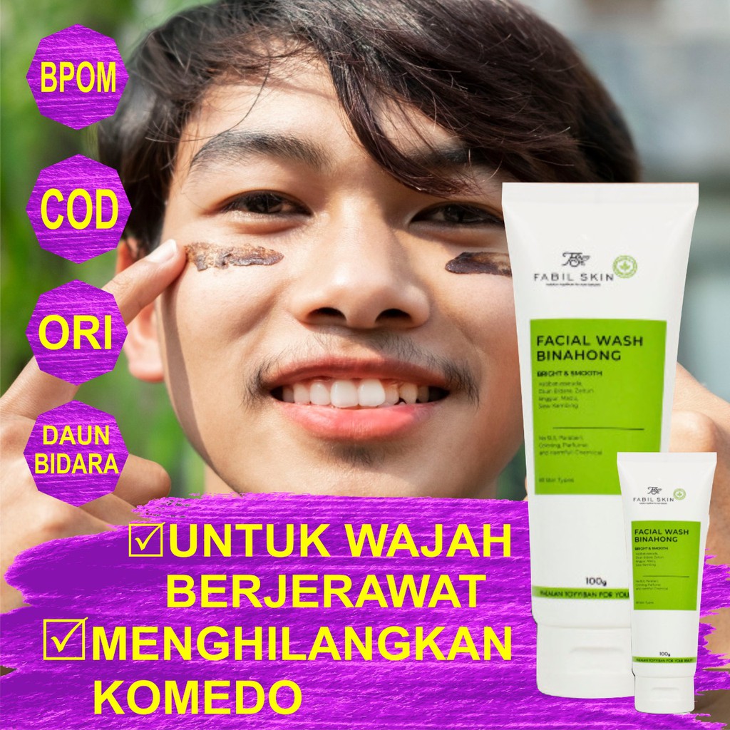 fabil binahong sabun muka masker wajah pria remaja untuk kulit berjerawat dan bopeng bekas jerawat