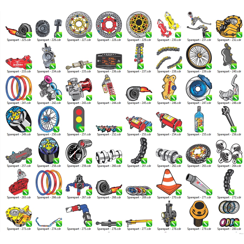 300+ Spare Part Thailook Vector Set - Coreldraw