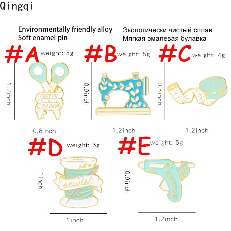 Bros Pin Enamel Desain Mesin Jahit Gunting Pita Ukur Feminist Untuk Hadiah