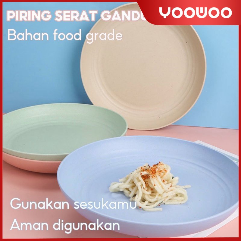 Piring serat gandum gaya Jepang /bahan eco-friendly / 20 、23 、25 cm Round Plate Piring Saji