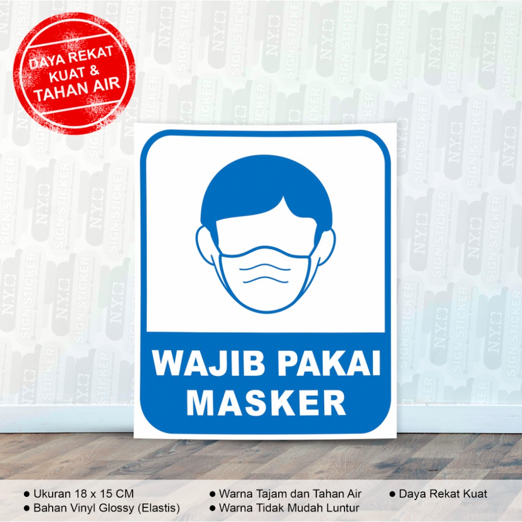 

STIKER WAJIB PAKAI MASKER BAHAN VINYL KUAT TAHAN AIR
