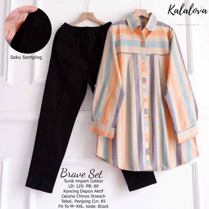 ROSY SET/ BRAVE SET / TASYA SET BY KALALOVA. SETELAN WANITA TERBARU-Black