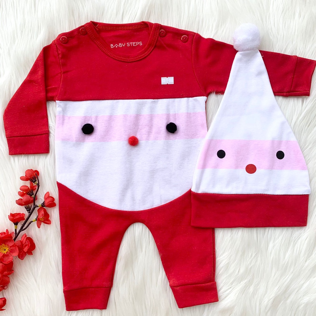 Baju newborn romper christmas edition lucu kekinian santaclaus motif natal bestseller pergi costume babygirl babyboy -chr