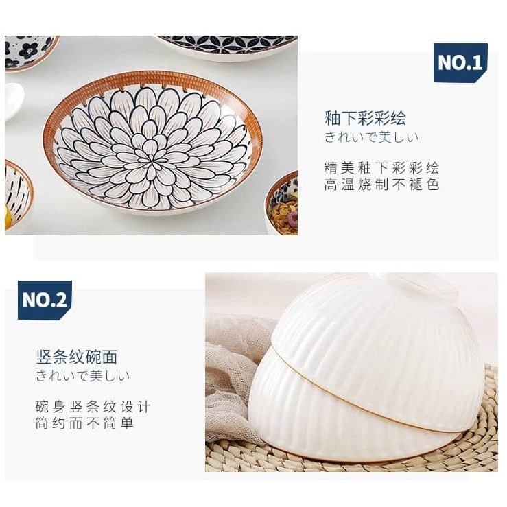 DD / Japanese Chinese Ceramic Dinnerware Set / Plates Bowls Tableware 10 Pcs