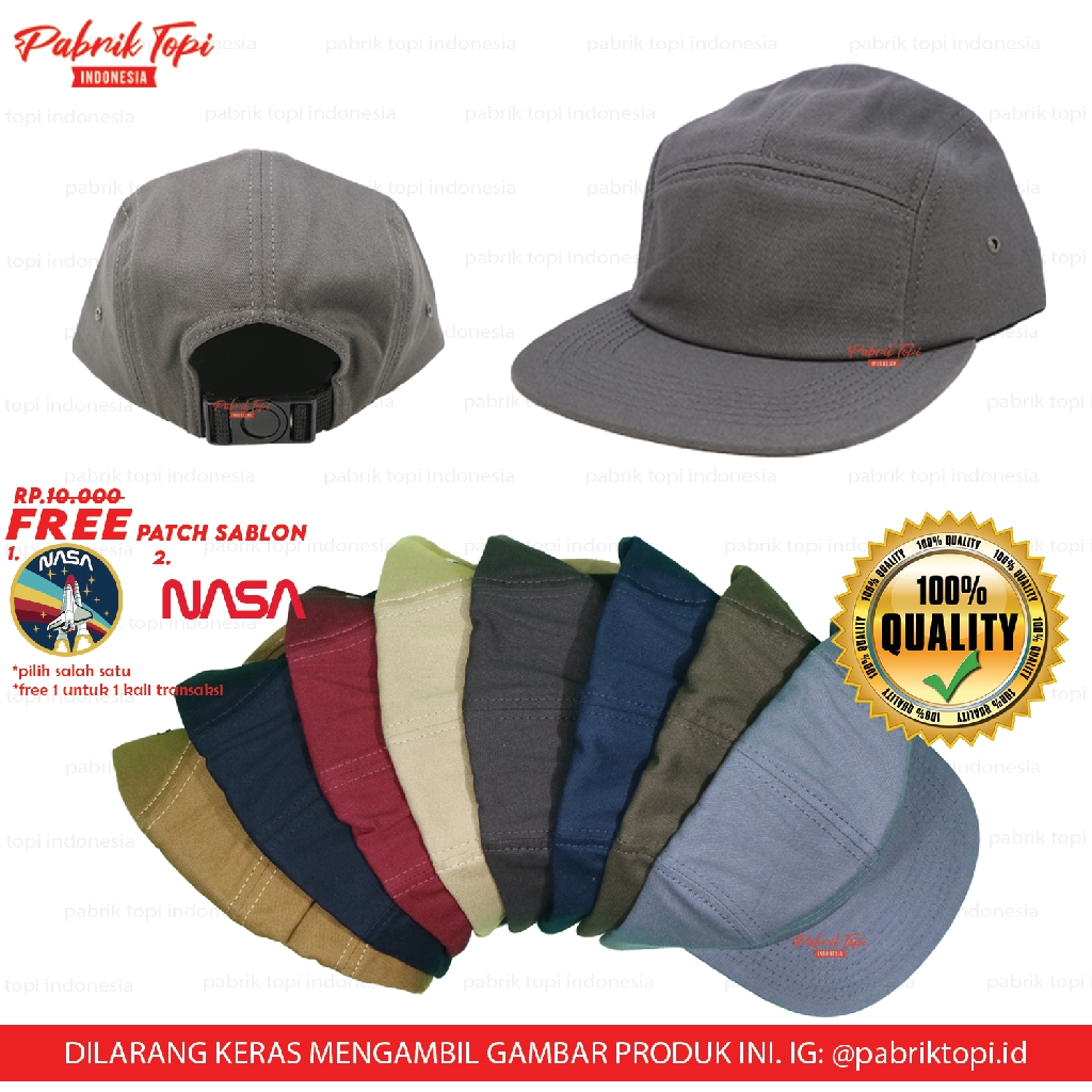 Topi polos 5 five panel snapback hiphop premium standar 