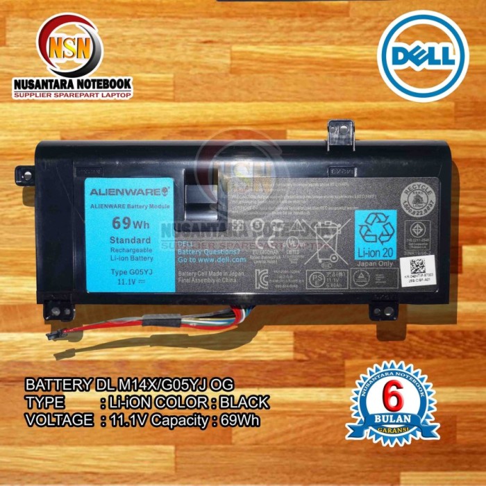 Baterai Laptop Original Dell Alienware M14X R4 A14 14D G05YJ Y3PN0