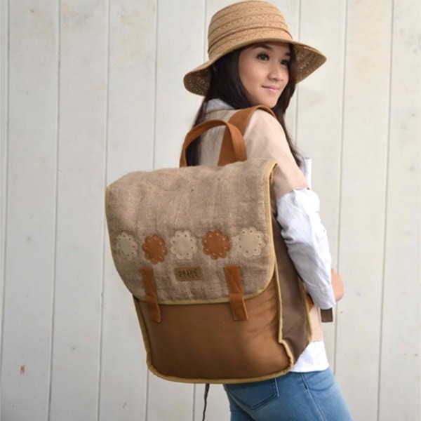 Tas Ransel Kanvas Maika etnik SUMMORI untuk Wanita