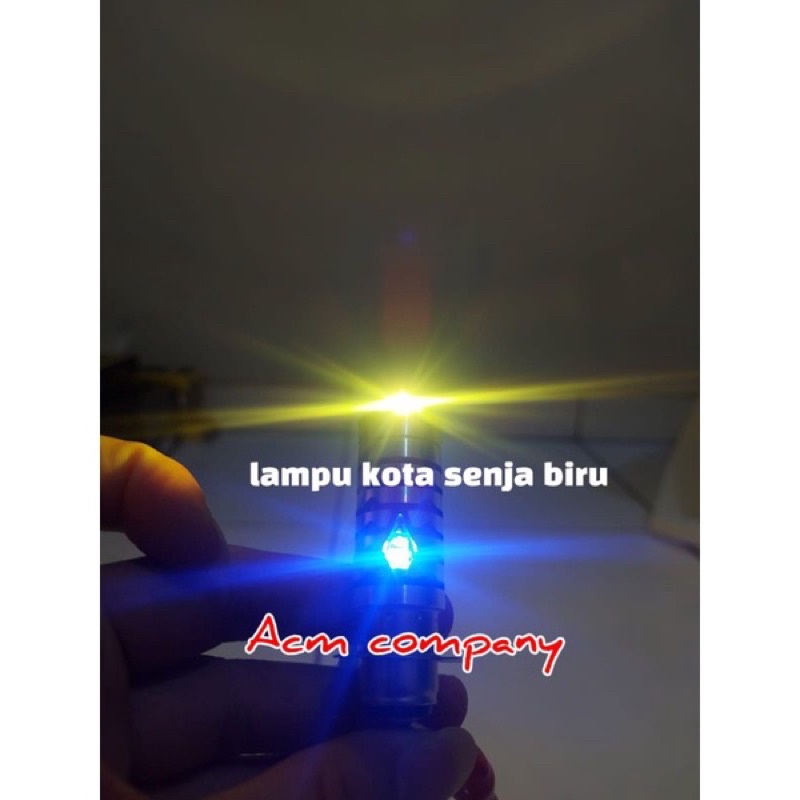 LAMPU DEPAN LED LASER 2WARNA PUTIH KUNING H6 + SENJA BIRU MATIC BEBEK