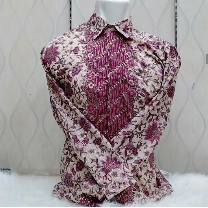 KEMEJA BATIK PRIA / KEMEJA MOTIF BATIK LENGAN PANJANG DAN LENGAN PENDEK MOTIF TANJUNG PINK