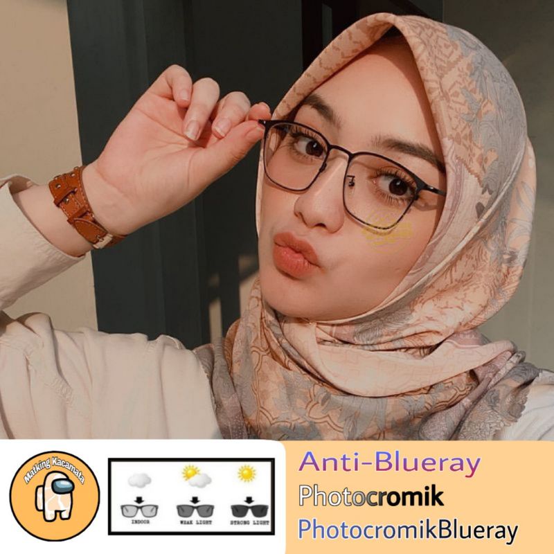 Kacamata kotak Korea Paket Lensa Photocromic kacamata wanita kacamata 2047