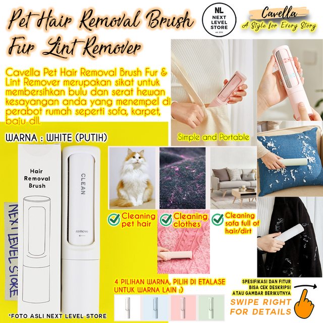 Pet Hair Removal Brush Lint Roll Pembersih Bulu Hewan Pets - PUTIH