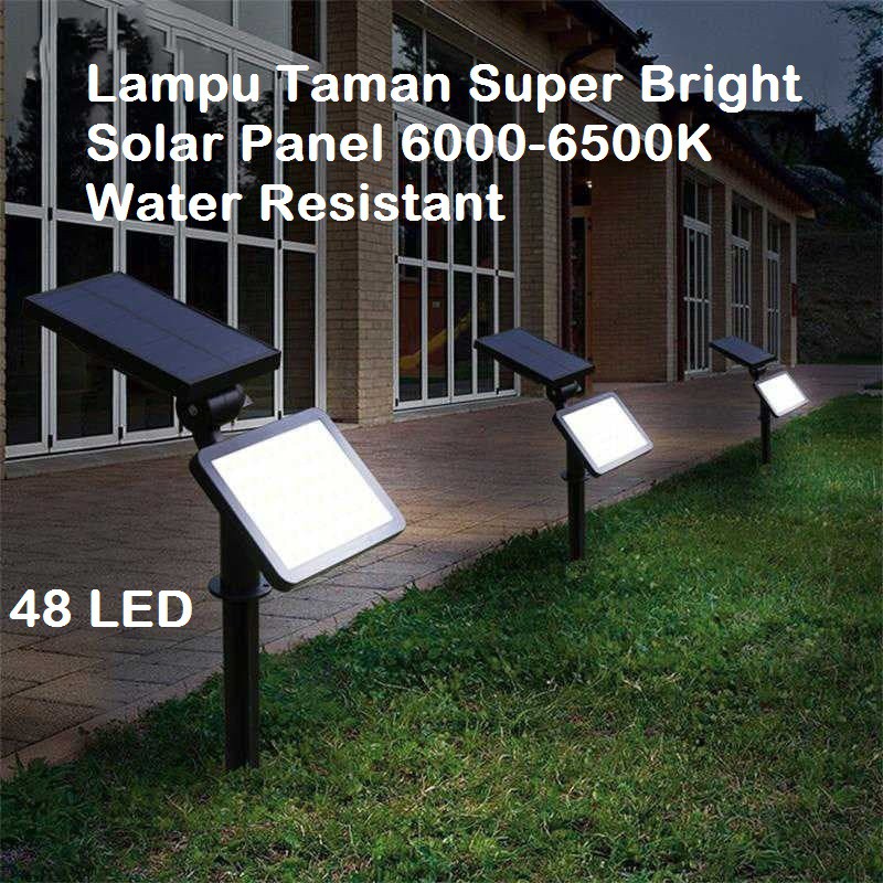 LAMPU TAMAN SOLAR LED PANEL TENAGA SURYA OUTDOOR 48LED TAHAN AIR 6500K