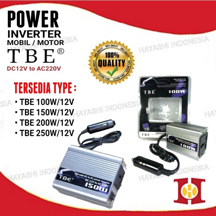 TBE Power Inverter DC 12V To AC 220V 100 150 200 250 Watt Mobil Motor