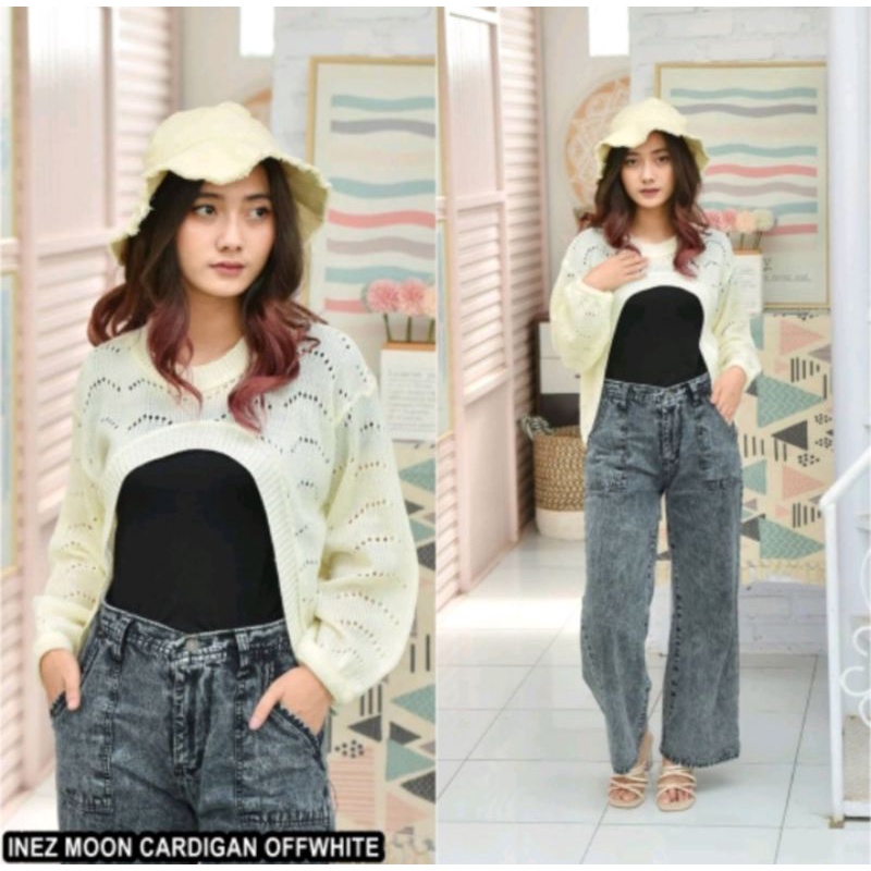 Cardigan Rajut Wanita Polos Outher Hijab Inez Mon | Rajut wanita Crop Oversize Kancing | Outer hijab