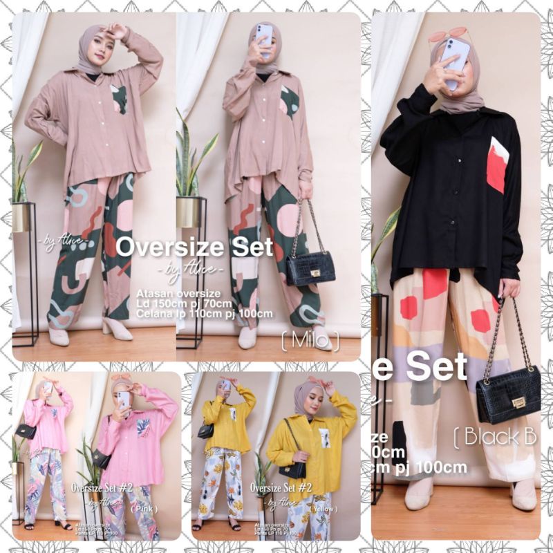 Baju Set Jumbo Wanita Dewasa Setelan Ld 120 oversize / One Set Baju + Celana Jumbo XXXL