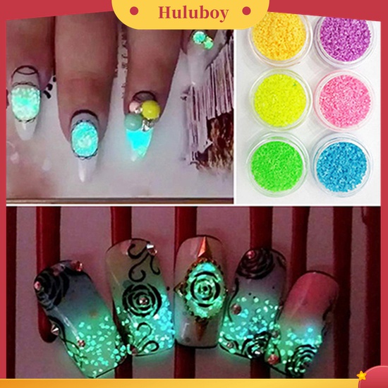 Huluboy Huluboy♡ 1pc Stiker Glitter Luminous Bahan Akrilik Untuk Dekorasi Manicure