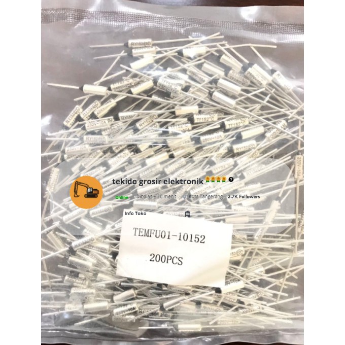 Termofuse sekering 10a 10ampere 152 152°C strika 250v tfs 152 derajat