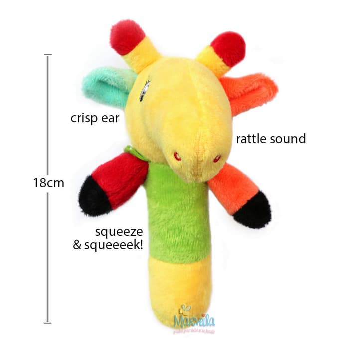 TIMEPUBS Marveila Squeeze Rattle Stick L Giraffee