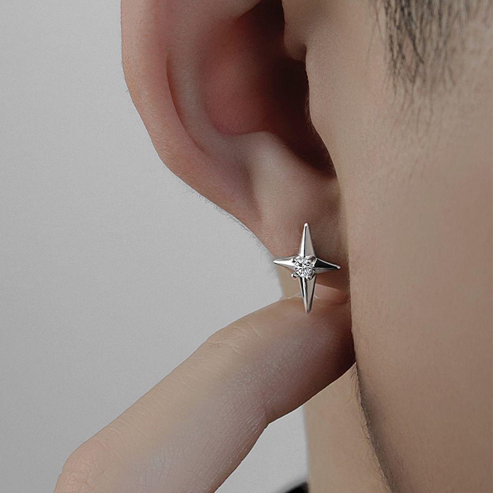 Mxbeauty Polaris Anting Tusuk Harian Keren Pesta Warna Solid Silver-Plate Street Wear Korea Earrings