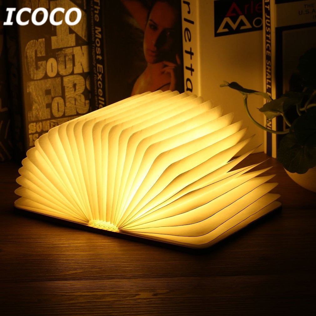 ICOCO Lampu LED USB Magnetic Foldable Wooden Book Lamp Night Light - ZM1340801