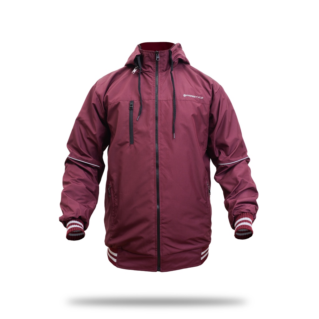 Freestyle Jaket Bolak Balik Pria Wanita BB Outerwear Jaket Pria Sporty Running Waterproof Windproof-MAROON